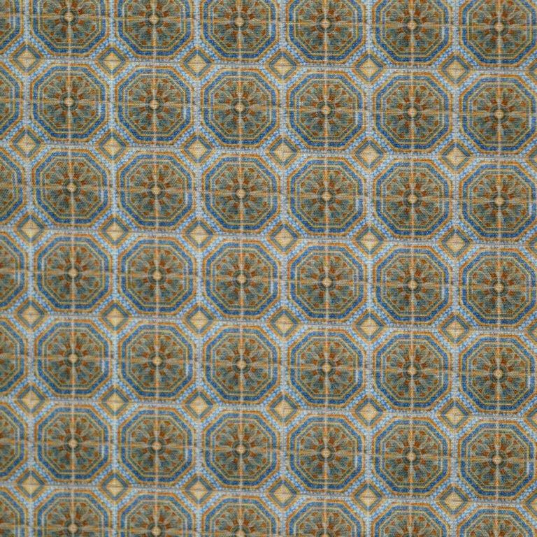 Patterned tile design with geometric shapes and earthy tones