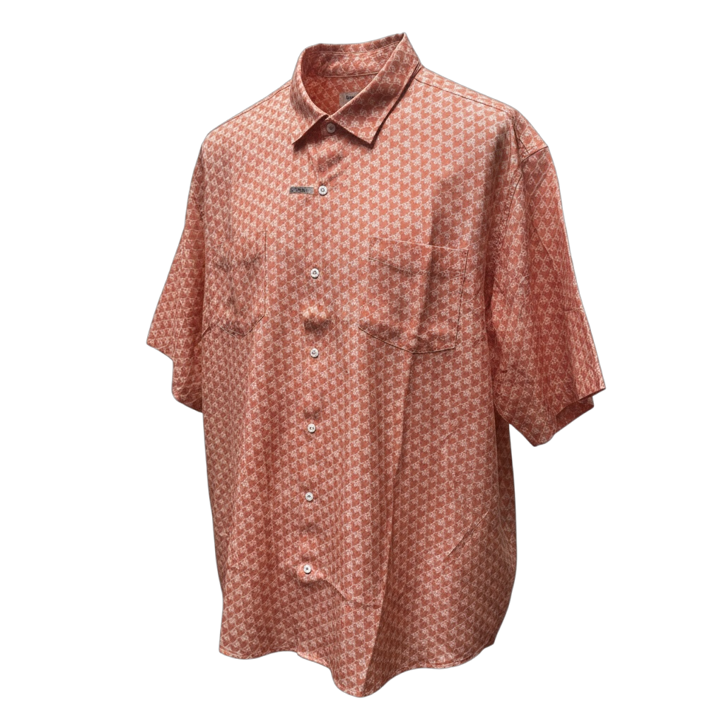 Red patterned shirt on a white background