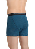 Teal boxer briefs with black waistband on a gray background