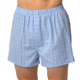 Light blue checkered shorts on a white background