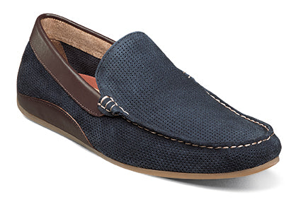 FLORSHEIM NAVY SUEDE OVAL PERF DRIVER SHOES