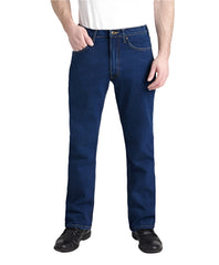 grand river stretch dark stone jeans on a model with a white backdrop