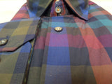 100% Cotton Tallia Multi Color Plaid Sports Shirt with added details in buttons and contrast cuff and collar. at Lil Johns Big and tall