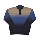 Multicolored sweater with a patterned design on a white background