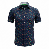 navy shirt with guitars on it