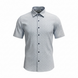 short sleeve shirt with navy dots
