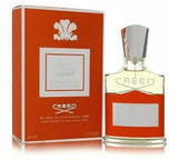 Crescent perfume bottle with packaging on a reflective surface