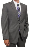 Gray suit with a striped tie on a white background