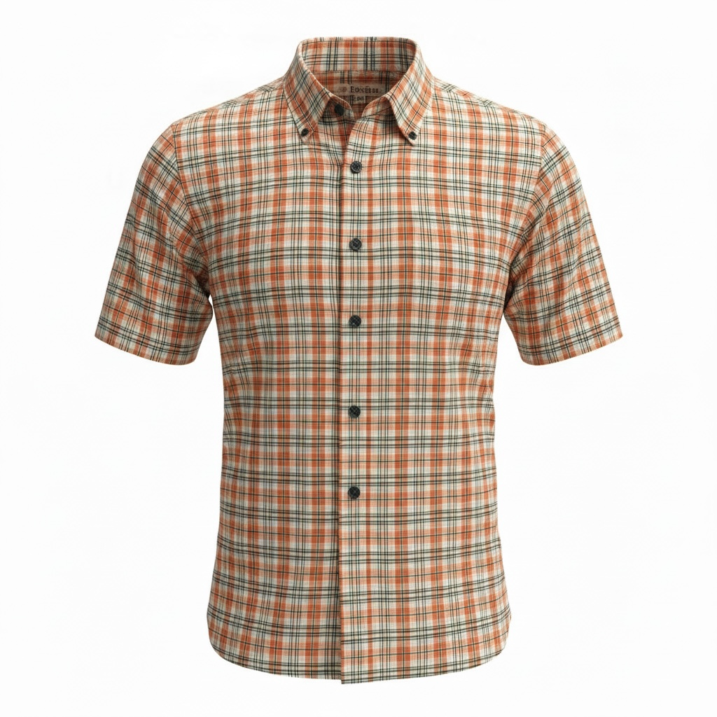 Foxfire - Sports Shirt - Short Sleeve - Plaid Orange