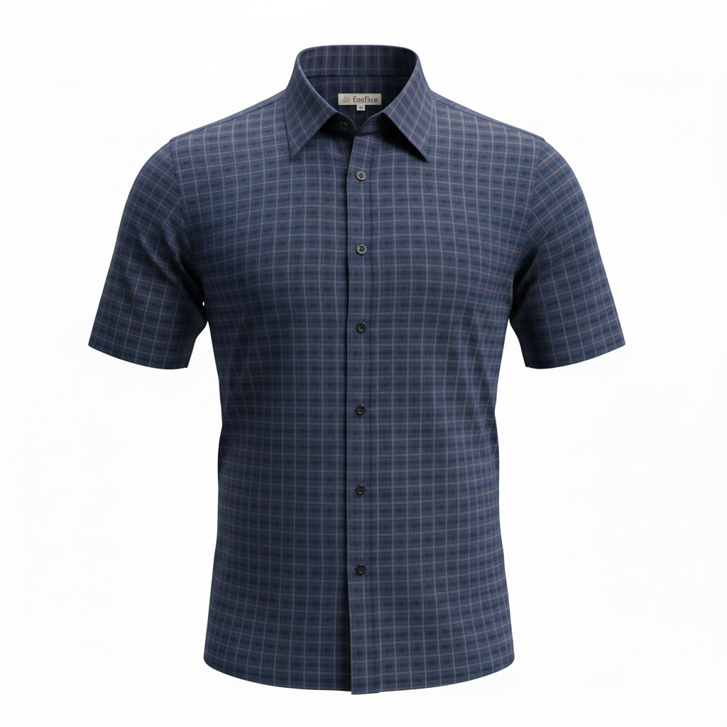 Foxfire - Sports Shirt - Short Sleeve - Plaid Navy