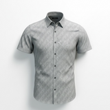 Gray short-sleeve shirt on a white background