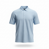 Light blue polo shirt on a white background