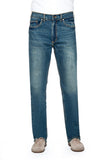 distressed front blue jeans