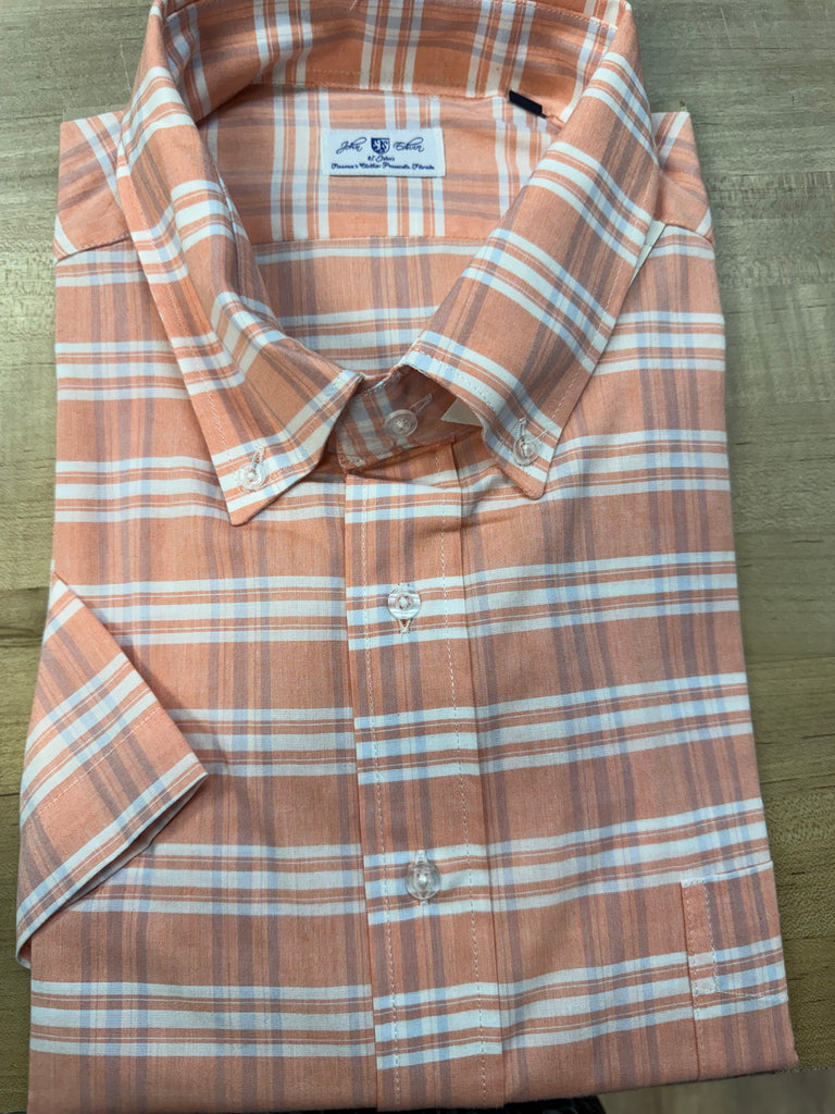 John Edwin SS 100% Cotton Plaid Shirt