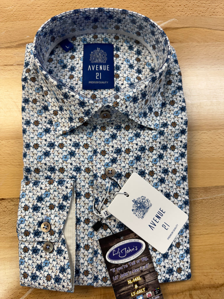 Avenue 21 - Flowers w/basket weave - LS shirt