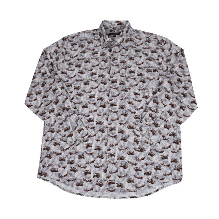 Jon Randall - Santa Sleigh - Silver - LS Sports Shirt - Christmas Themed