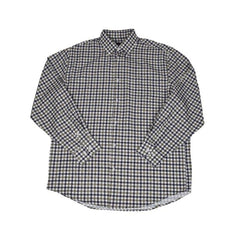 olive and white checkered shirt on a white background