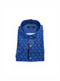 Folded blue checkered shirt on a white background