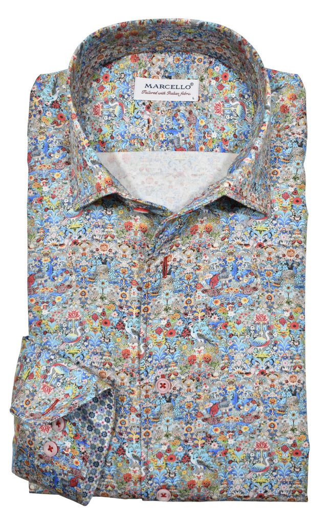 Marcello - Dragon Abstract Roll Collar - LS Sports Shirt