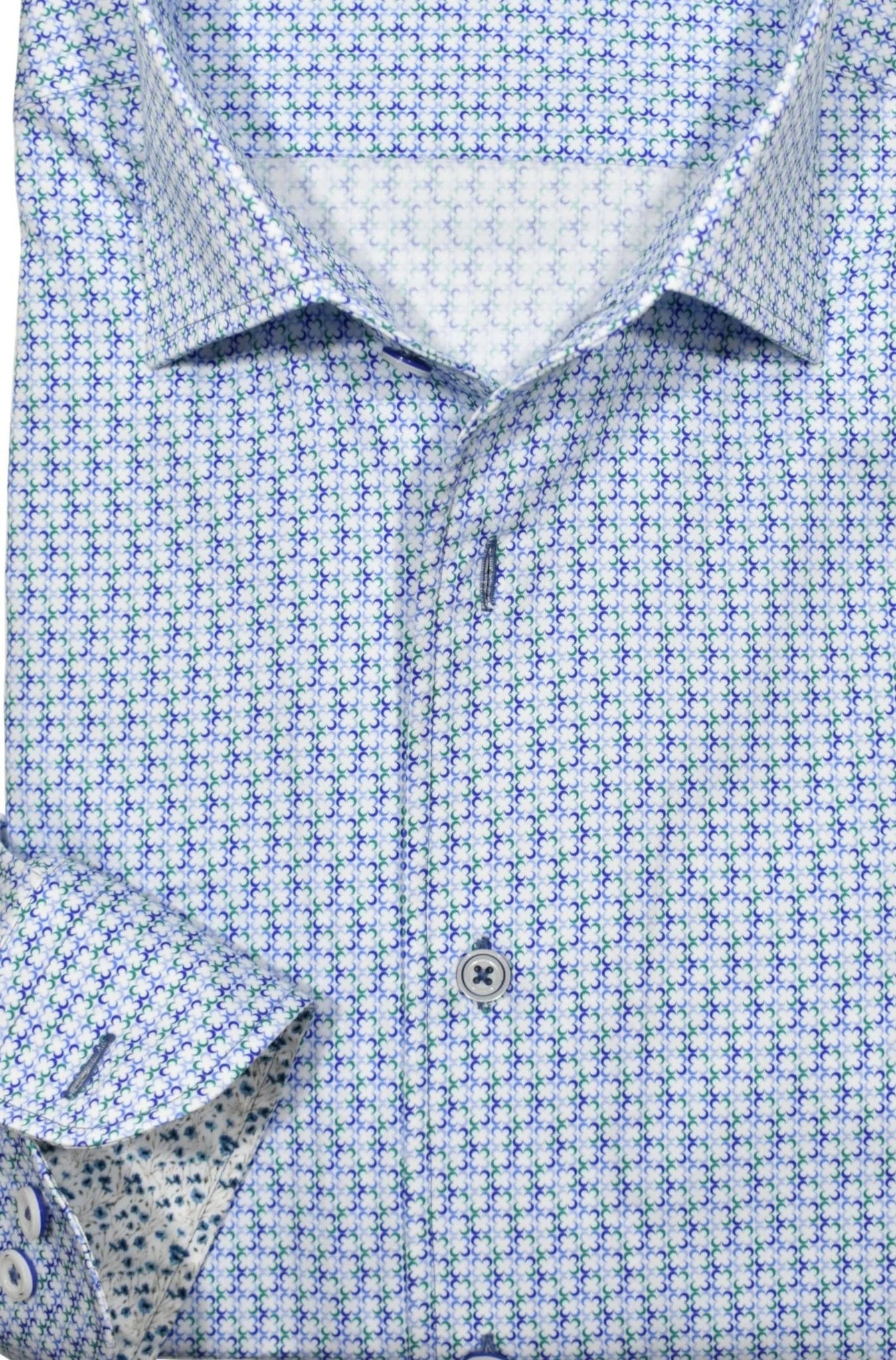 Marcello - Indigo Clover Roll Collar - LS Sports Shirt XXL