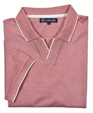 Folded rose  polo shirt with white trim on a white background