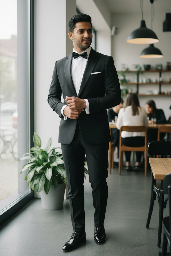 John Edwin - White - Tonal Tuxedo - Men’s Non-Iron 100% Cotton Dress Shirt