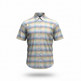 Plaid short-sleeve shirt on a white background