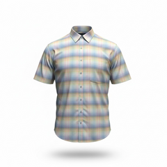 Plaid short-sleeve shirt on a white background