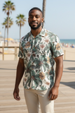 FX Fusion-Island Palm-Square Botton Sports Shirt-Green/Tan