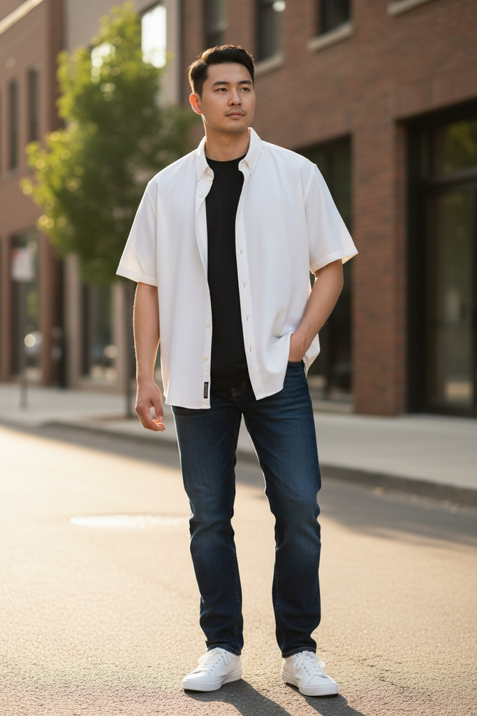 American Heritage- Seersucker Stretch- S/S Sports Shirt