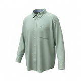 Light green patterned shirt on a white background