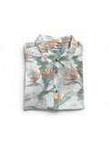 Folded shirt with a floral pattern on a white background
