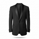Black tuxedo jacket on a white background