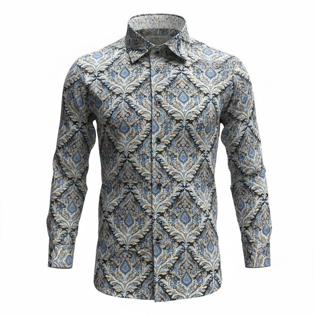 7 Downie St - Blue Pattern - LS Shirt