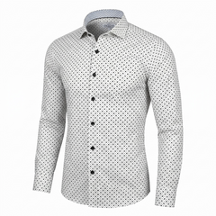 White shirt with black pattern on a white background