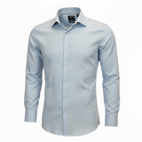 Light blue dress shirt on a white background