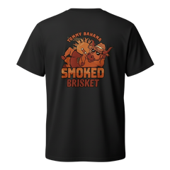 Coal t-shirt with a graphic of a pig and text 'Tommy Bahama Smoked Brisket' on the back.