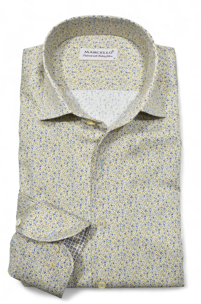 Marcello - Maize/Royal Mini Floral - Sports Shirt