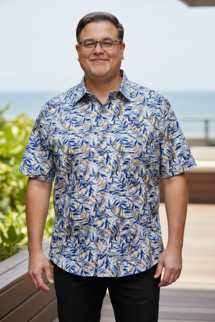 Marcello-Royal Palm Frond- Short Sleeve Shirt
