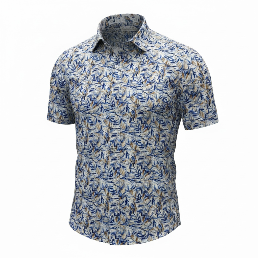 Marcello-Royal Palm Frond- Short Sleeve Shirt