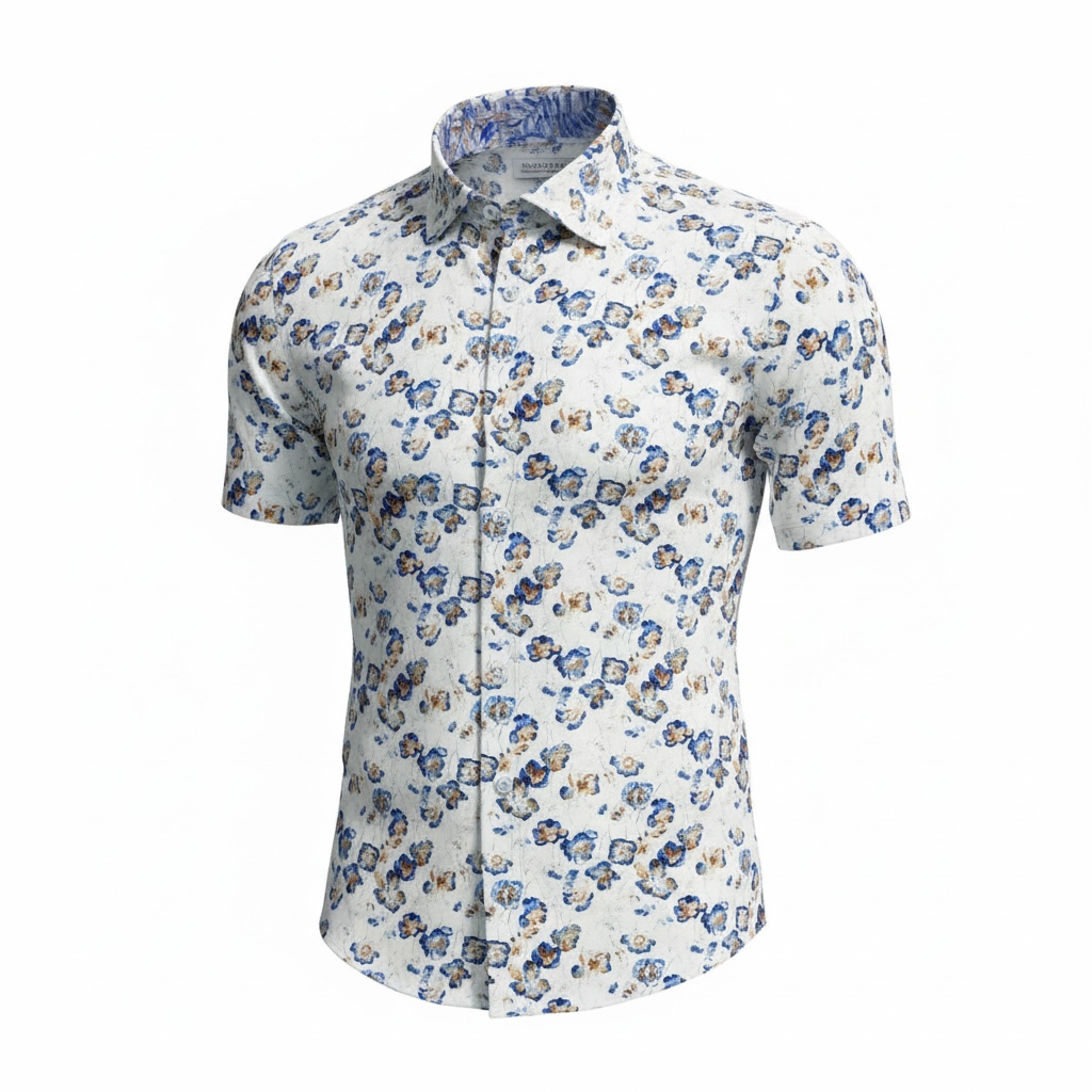Marcello-Royal/ Cocoa Floral-Short Sleeve Shirt