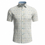 Short-sleeve shirt with a subtle pattern on a white background