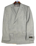 Gray suit jacket on a wooden surface