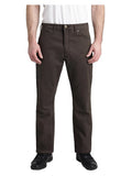 Brown pants worn by a person on a white background