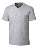 Gray V-neck t-shirt on a white background