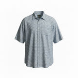 Short-sleeve shirt with a subtle pattern on a white background