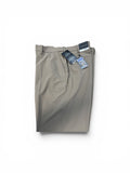 Beige pants with tags on a white background
