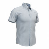 Short-sleeve shirt with a subtle pattern on a white background
