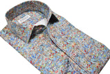 Floral patterned shirt on a white background