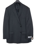 mid gray suit jacket on a hanger with a white background